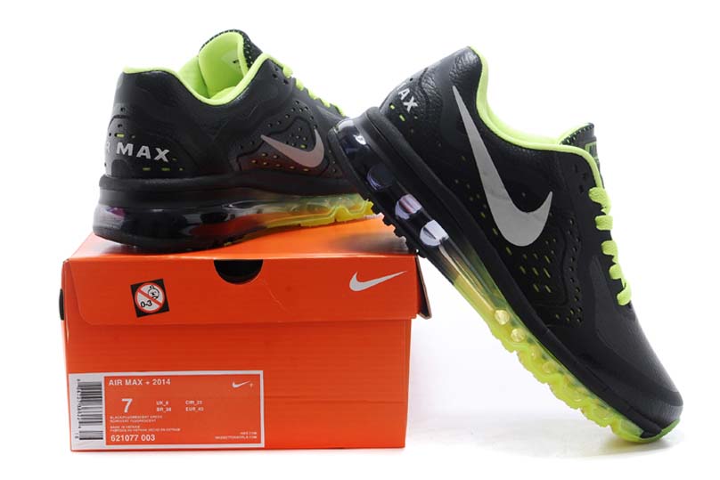 nike air max 2014 cuir chaussures de course hommes verts noire (4)
